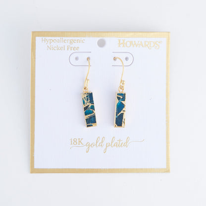 Tahani Textured Stone Bar 18K Gold Earrings