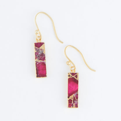 Tahani Textured Stone Bar 18K Gold Earrings