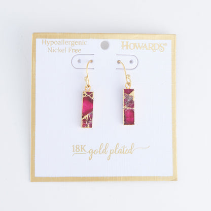 Tahani Textured Stone Bar 18K Gold Earrings