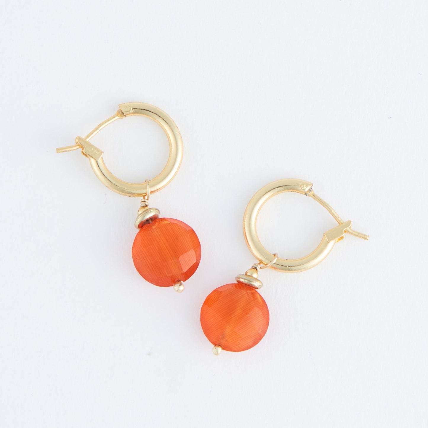 Tahani 18K Gold Genuine Carnelian Hoop Earrings