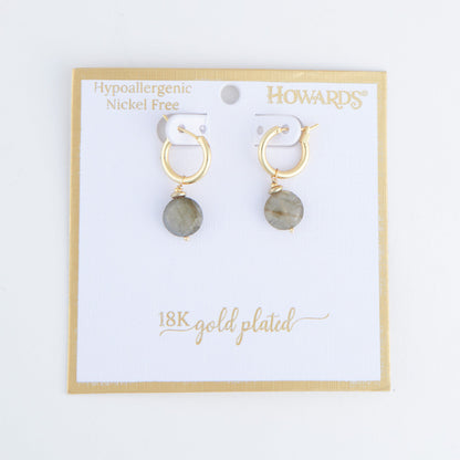 Tahani 18k Gold Genuine Labradorite Hoop Earrings