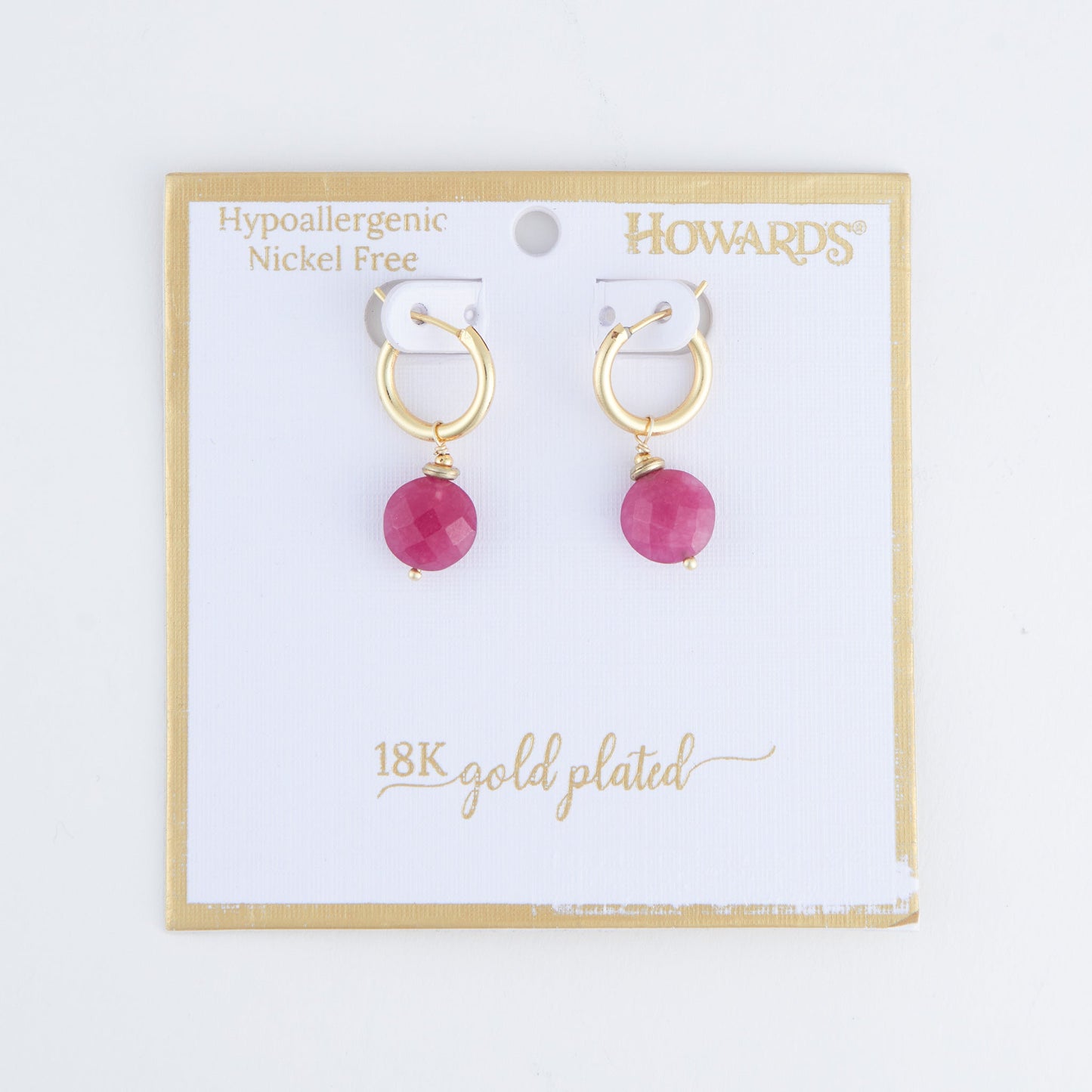 Tahani 18k Gold Genuine Ruby Jade Hoop Earrings