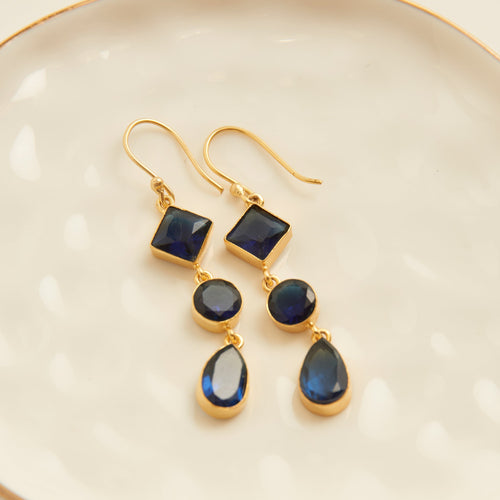 Tahani 18K Gold Linked Gemstone Earrings
