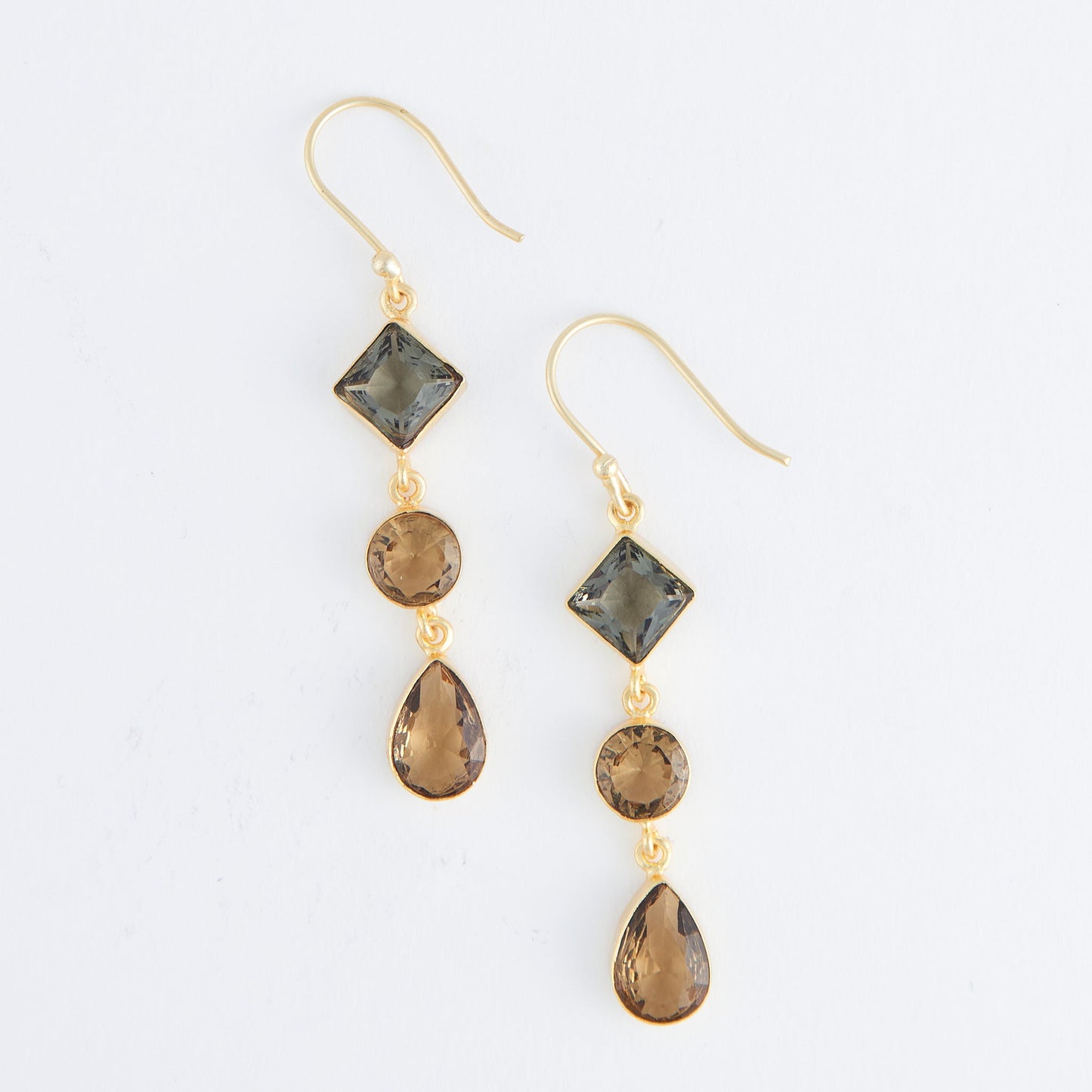 Tahani 18K Gold Linked Gemstone Earrings