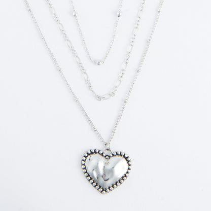 Camber Layered Heart Pendant Necklace
