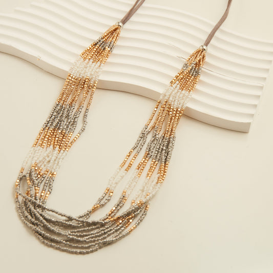 Hayes Color Block Seed Bead Necklace
