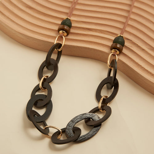 Gabriella Linked Wooden Necklace