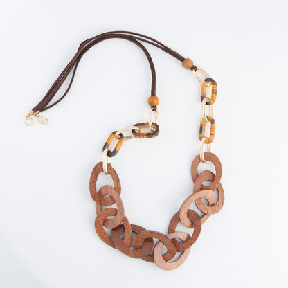 Gabriella Linked Wooden Necklace
