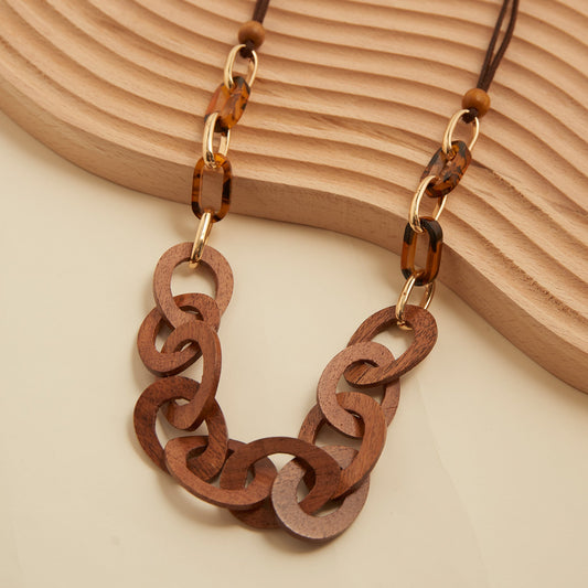 Gabriella Linked Wooden Necklace