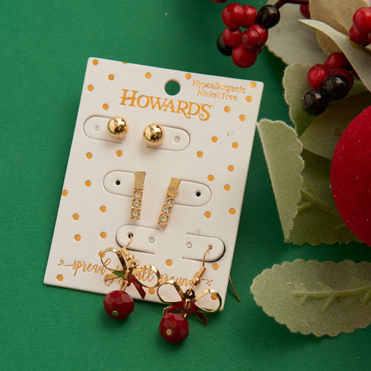 Holiday Gift Bow Earring Trio