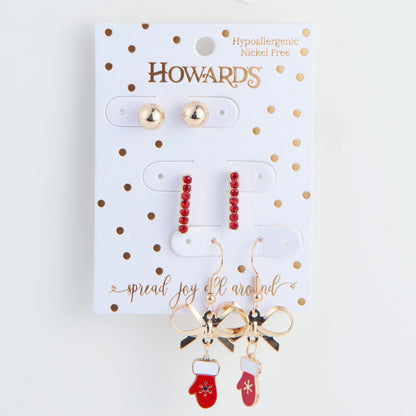 Holiday Mittens Earring Trio
