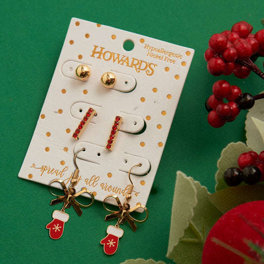 Holiday Mittens Earring Trio