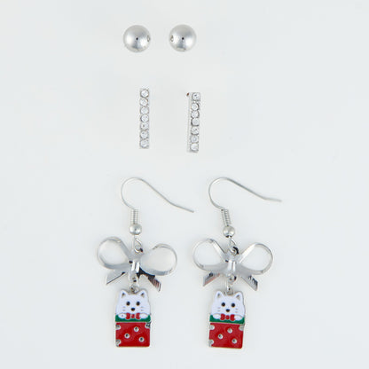 Holiday Kitty Gift Earring Trio