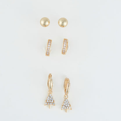 Holiday Gold Christmas Tree Earring Trio