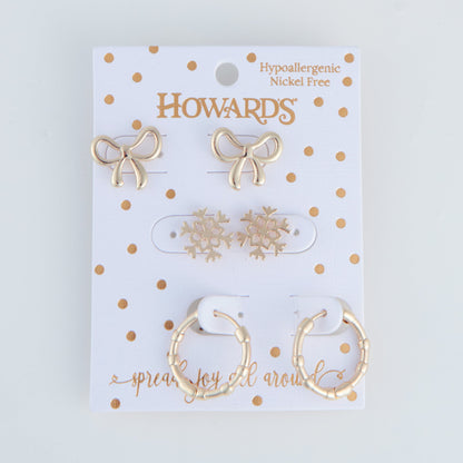 Holiday Snowflake Earring Trio