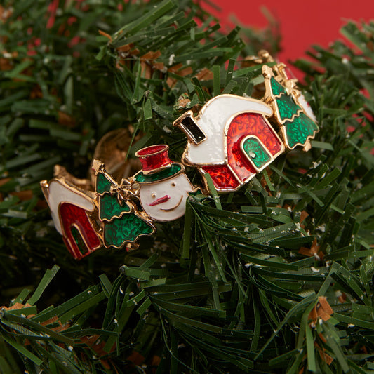 Enamel Snowman Holiday Stretch Bracelet