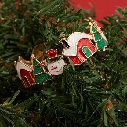 Enamel Snowman Holiday Stretch Bracelet
