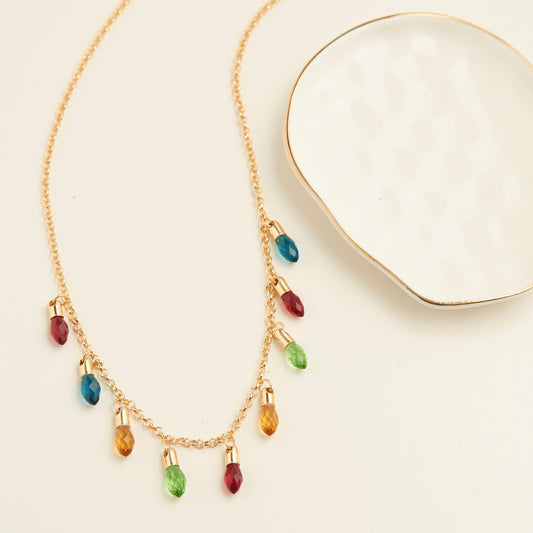 Holiday Multi Row Christmas Lights Necklace