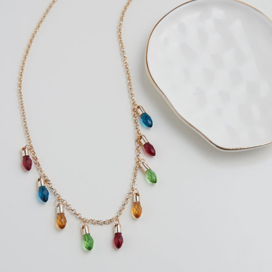 Holiday Multi Row Christmas Lights Necklace
