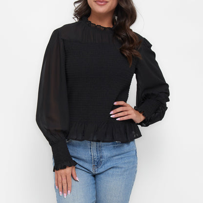 Hazel Smocked Long Sleeve Blouse