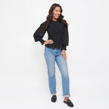 Hazel Smocked Long Sleeve Blouse