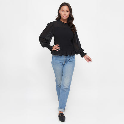 Hazel Smocked Long Sleeve Blouse