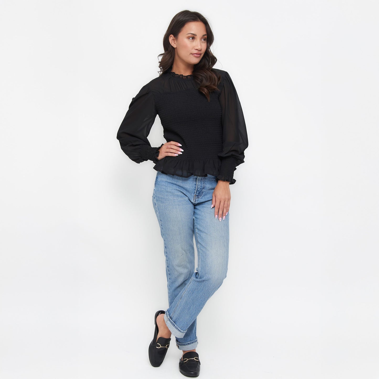 Hazel Smocked Long Sleeve Blouse
