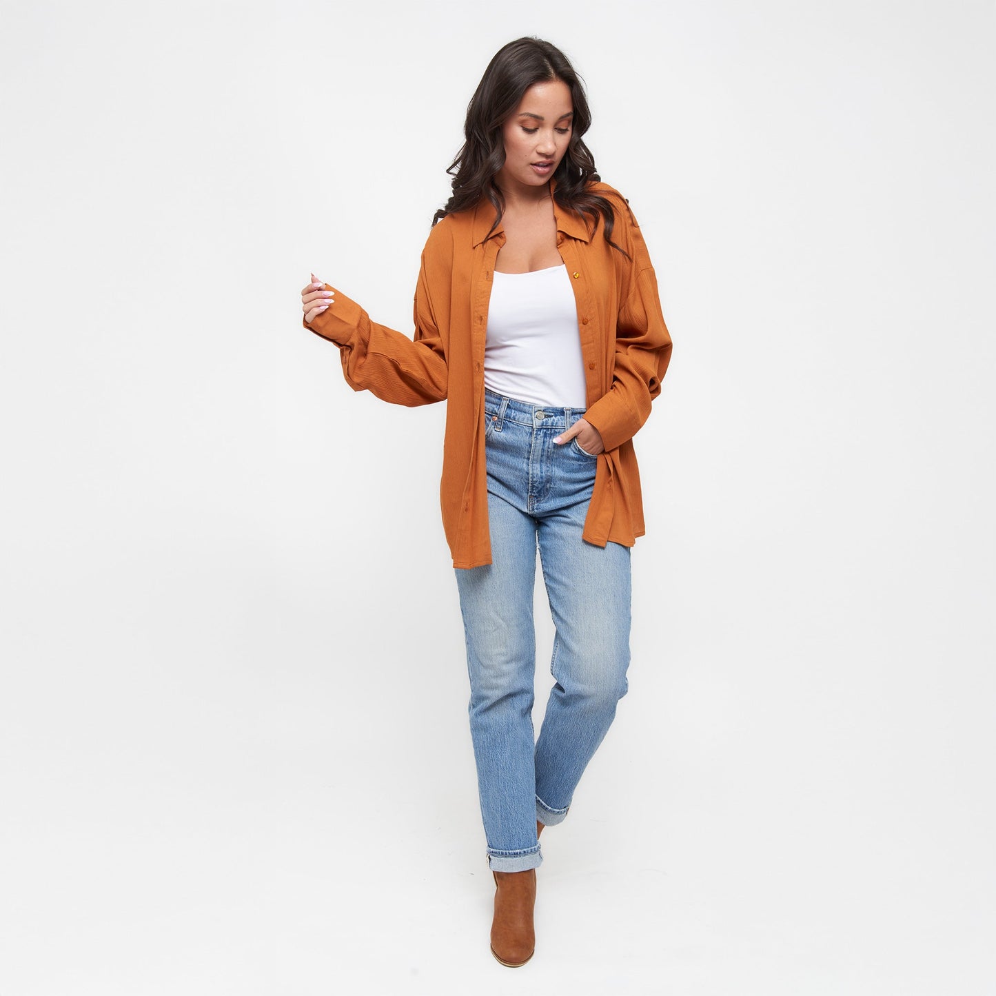 Reece Boyfriend Button Up Top