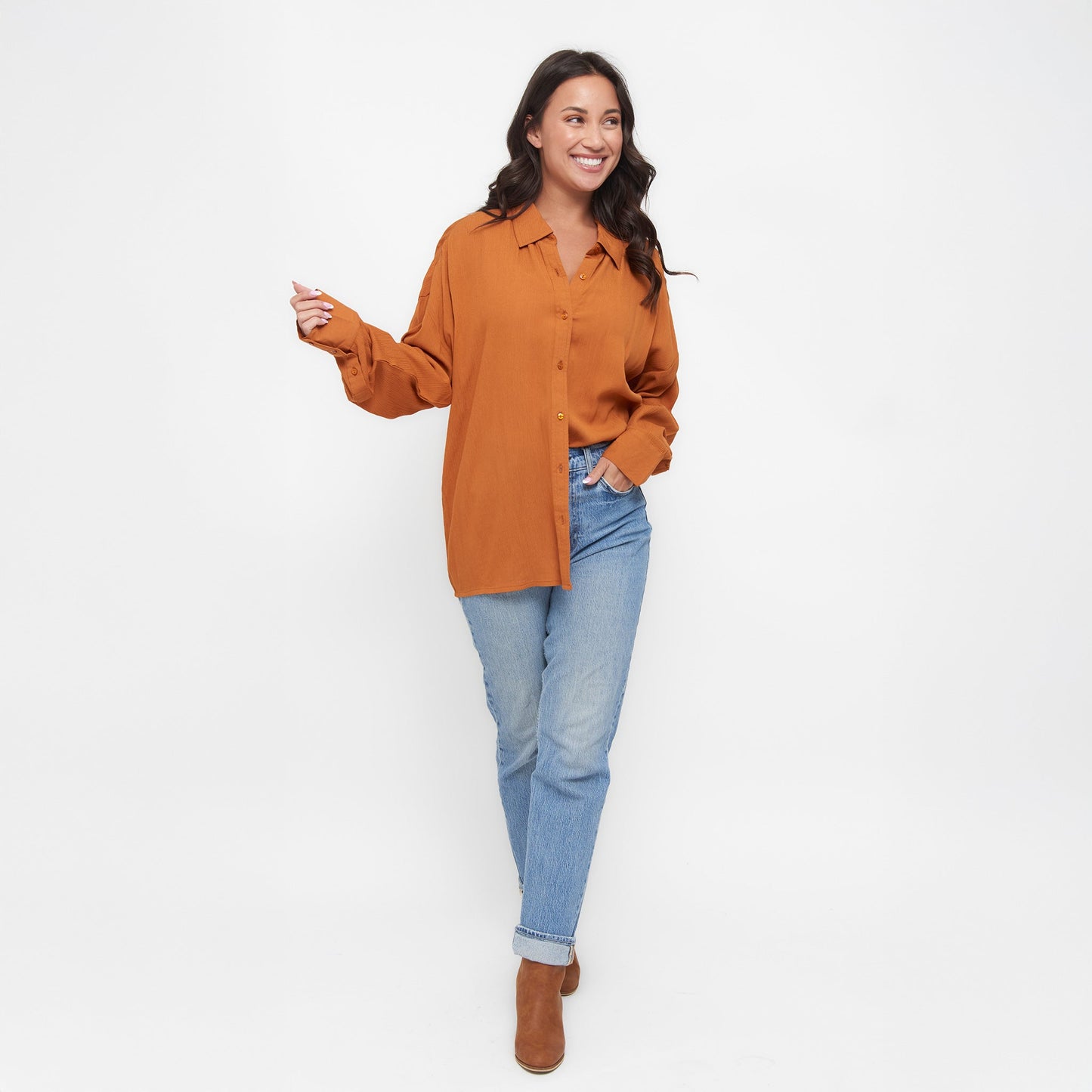 Reece Boyfriend Button Up Top