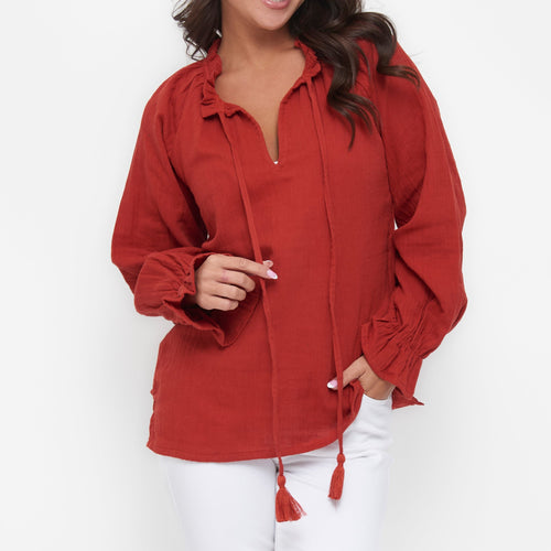 Jasmine Gauze Long Sleeve Blouse
