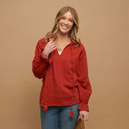 Jasmine Gauze Long Sleeve Blouse