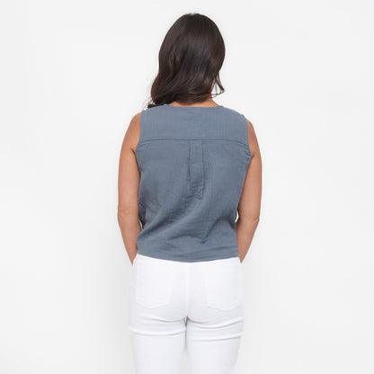 Jasmine Gauze Button Up Tank