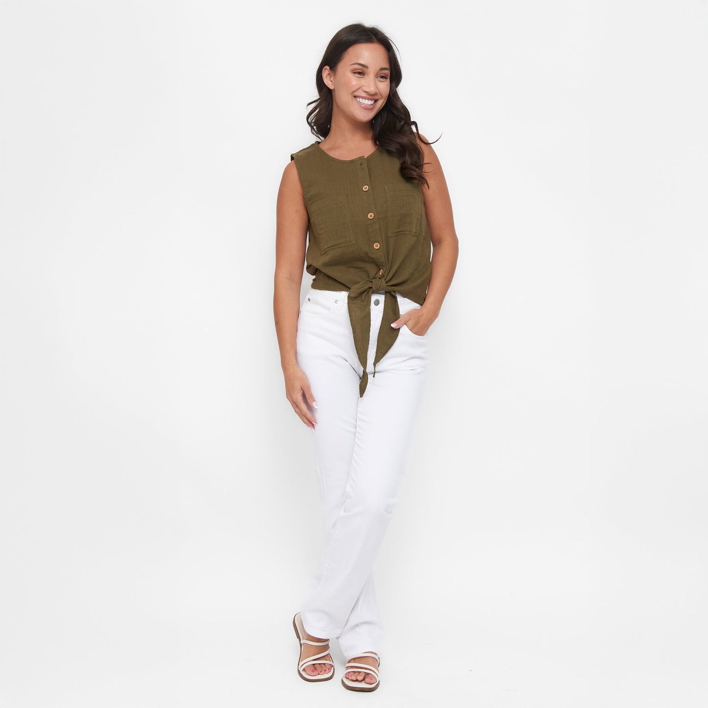 Jasmine Gauze Button Up Tank