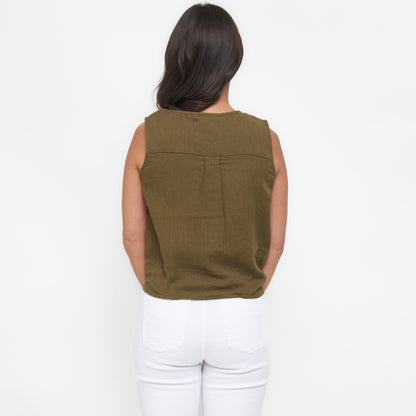 Jasmine Gauze Button Up Tank