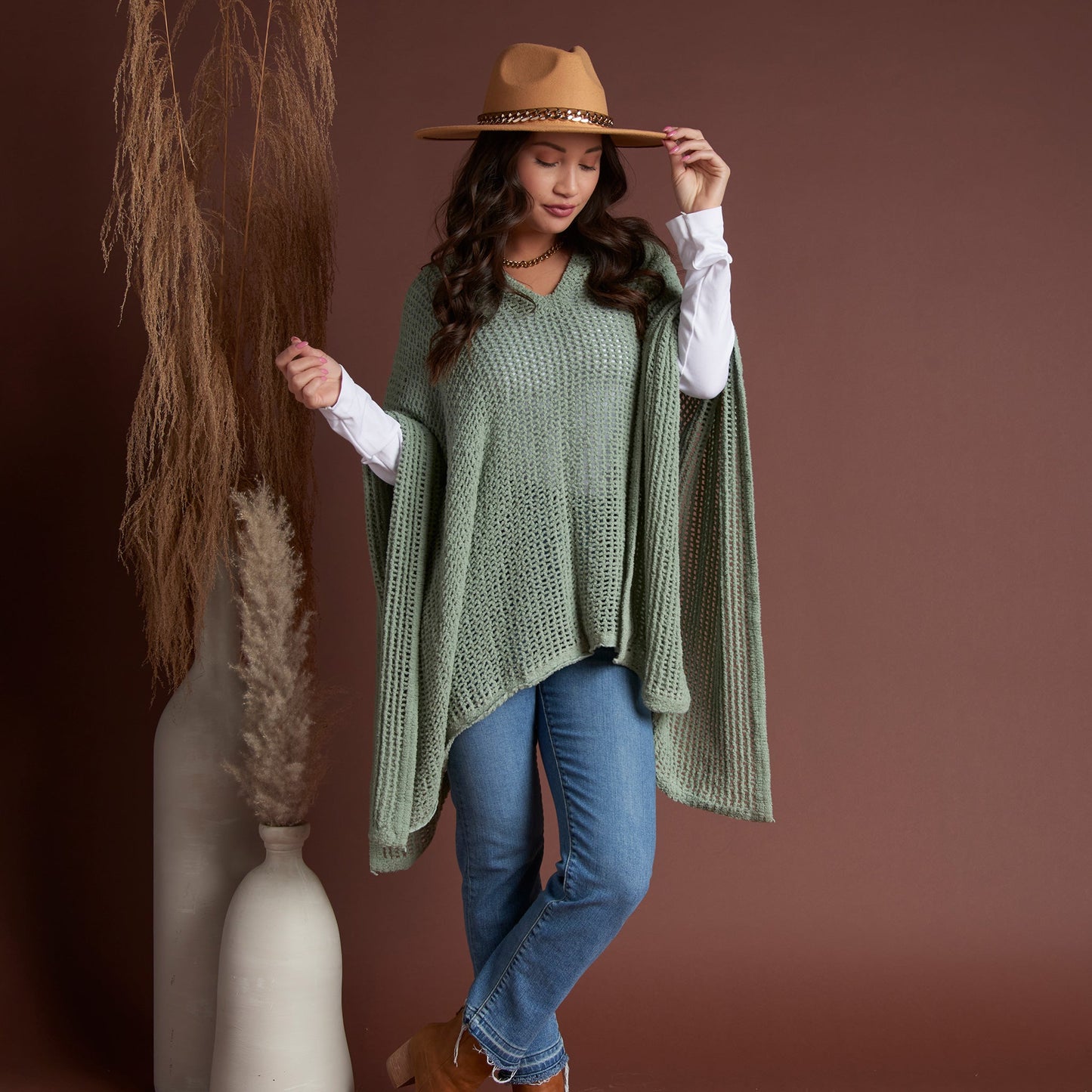 Presley Open Sweater Knit Poncho
