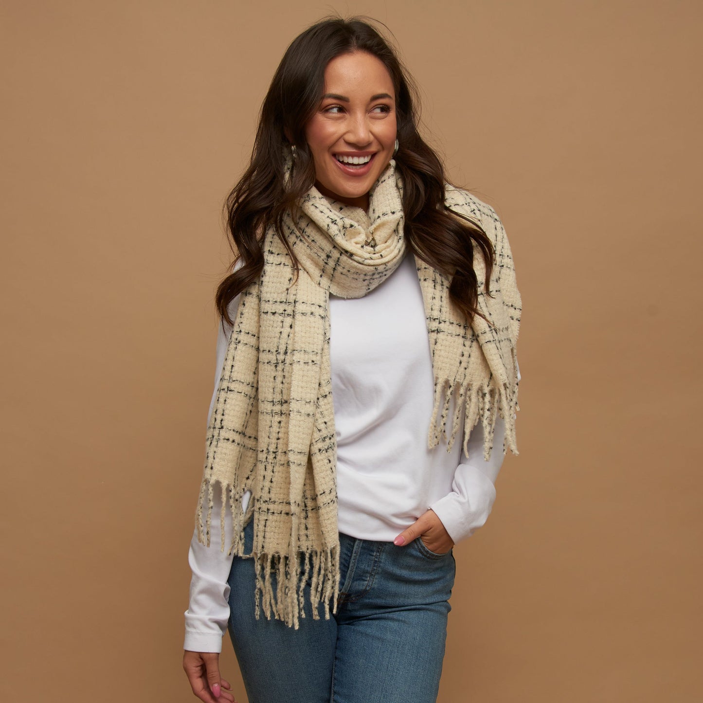 Riley Plaid Fringe Scarf