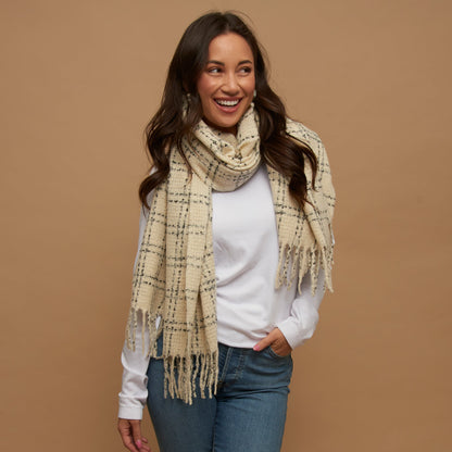 Riley Plaid Fringe Scarf