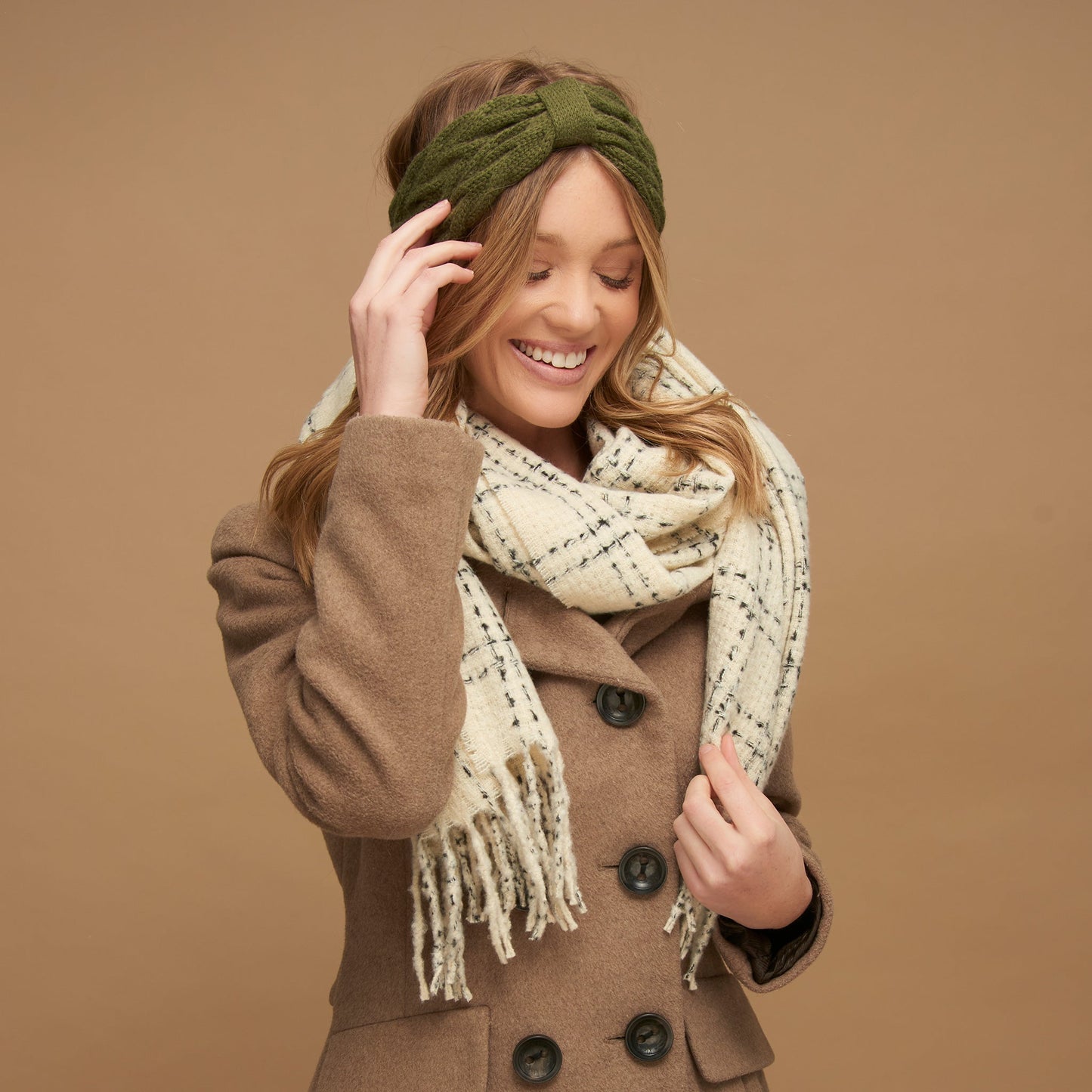 Riley Plaid Fringe Scarf