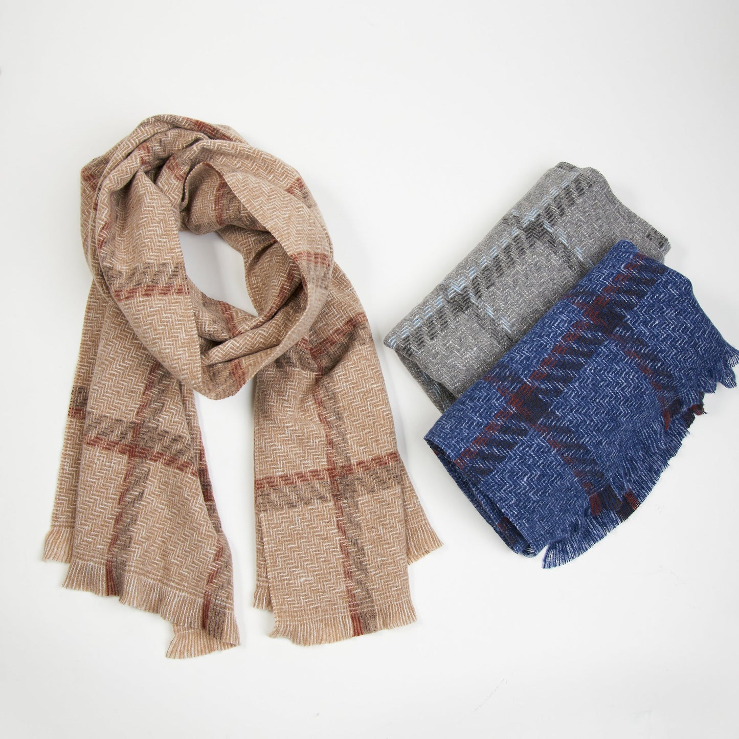 6 Piece Cameron Wool Blend Windowpane Scarf Assortment