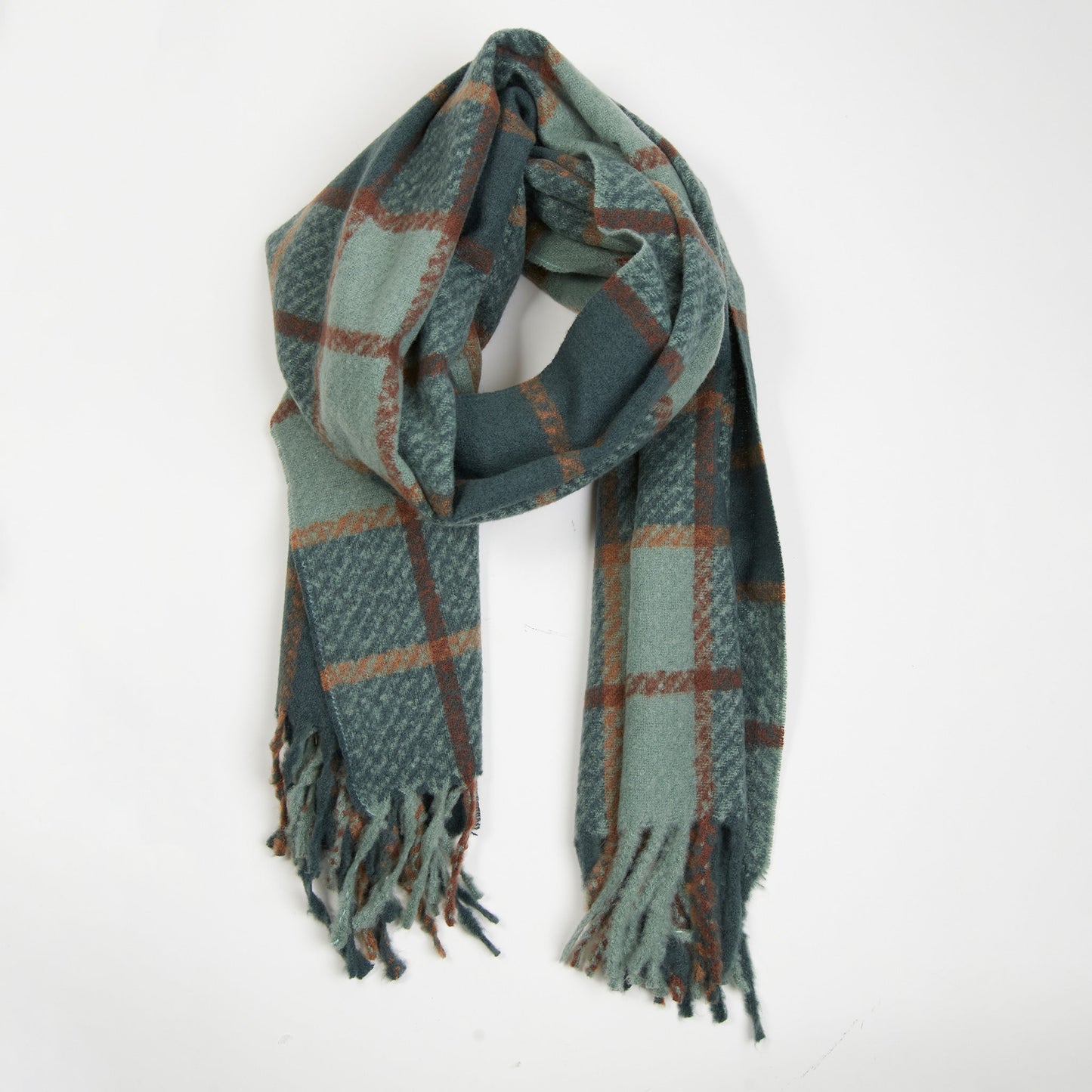 Kylie Windowpane Plaid Fringe Scarf