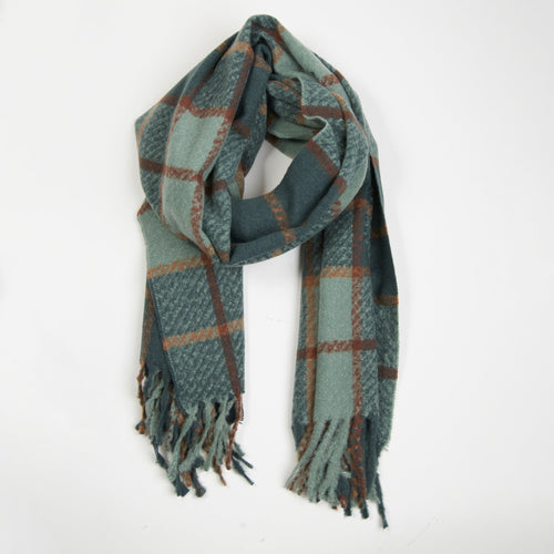 Kylie Windowpane Plaid Fringe Scarf