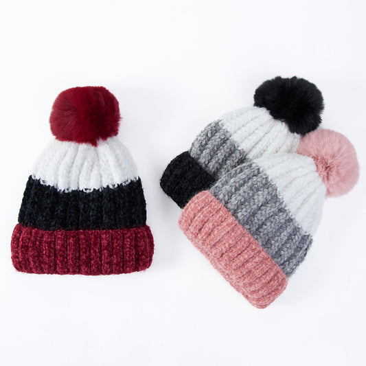 6 Piece Jemmi Chenille Striped Pom Beanie Assortment