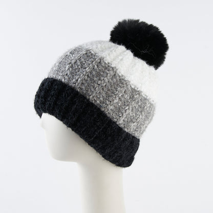 Jemmi Chenille Striped Pom Beanie