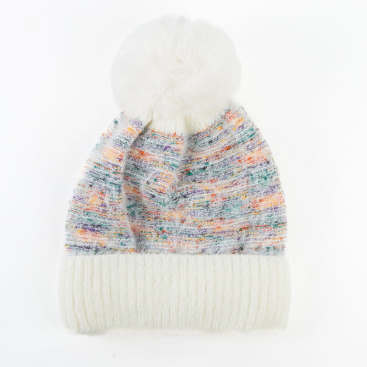 Kirry Knit Flecked Pom Beanie