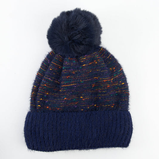 Kirry Knit Flecked Pom Beanie