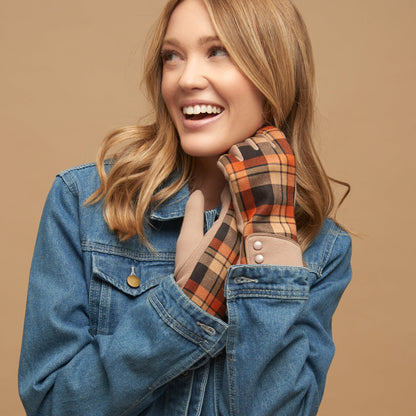 Maisy Plaid Button Cuff Gloves