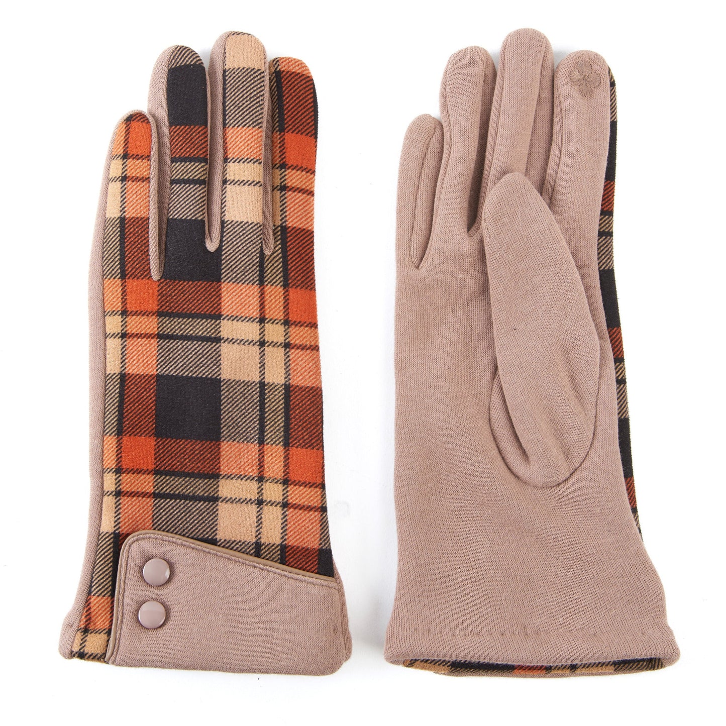 Maisy Plaid Button Cuff Gloves