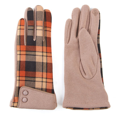 Maisy Plaid Button Cuff Gloves