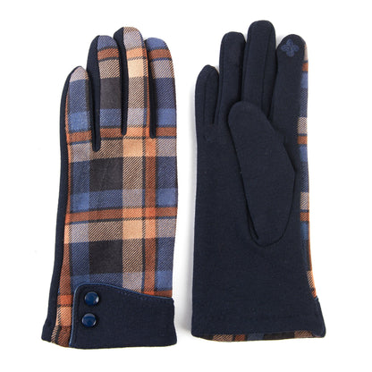 Maisy Plaid Button Cuff Gloves