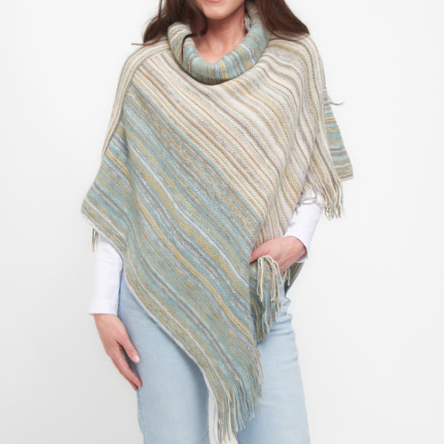 Tiya Striped Funnel Neck Poncho